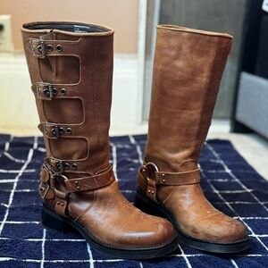 Steve Madden “Rocky” Brown Leather Buckle Boots size 7.5